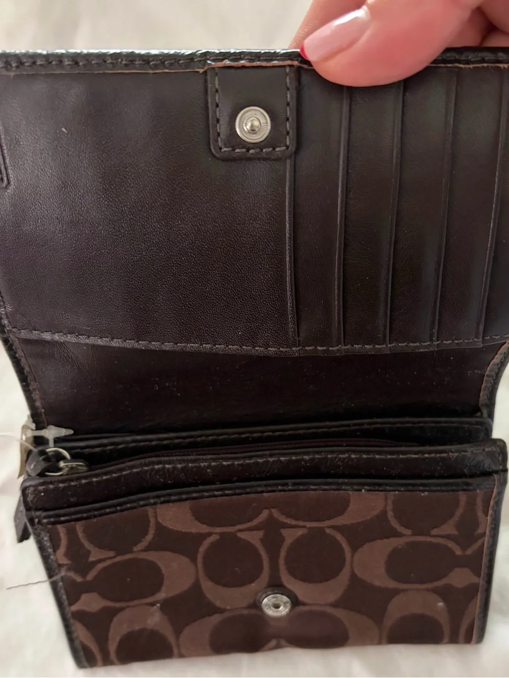 Coach Soho Signature Pleated Brown Bifold wallet NWT never used